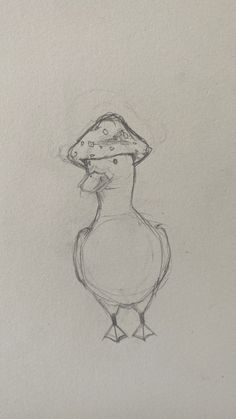 a drawing of a bird with a hat on its head