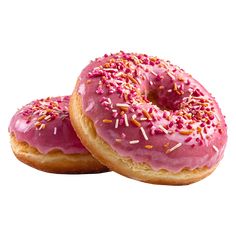 two donuts with pink frosting and sprinkles