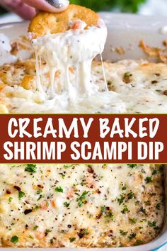 this creamy baked shrimp scampi dip is the perfect appetizer to serve at any party