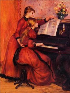 The Piano Lesson - Pierre-Auguste Renoir August Renoir, Renoir Art, Michael Angelo, Renoir Paintings, Istoria Artei, Playing The Piano, Dante Gabriel Rossetti, Pierre Auguste, Paul Gauguin