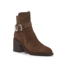 Steve Madden-Malenia Bootie Look stylish in suede! The Malenia booties from Steve Madden feature a classic short shaft silhouette. Complemented by a trendy stacked heel, a strappy accent around the ankle, and a silvertone buckle detail to elevate your looks throughout the season. Click here for Boot Measuring Guide. Suede Booties Outfit, Booties Outfit, Brown Suede Boots, Koolaburra By Ugg, Brown Booties, Hush Puppies, Look Stylish, Suede Booties, Suede Boots