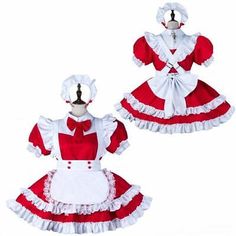 ad eBay - Sissy maid Girl lockable Red Satin dress cosplay costumes Tailor-made - Buy Now, click the link (eBay) Maid Dress Uniform, Disney Cosplay Ideas, Maid Girl, Uniform Costume, Red Satin Dress, Full Apron, Disney Cosplay, Theatre Costumes, Maid Outfit