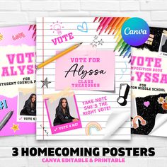 *NOTE* This is a digital product. No physical item will be shipped. Digital download is delivered immediately after your checkout is complete. Print as many as you want, whenever you need it. 🖤 3 Homecoming Posters ✔ US Letter Size (Size of the template is fixed and cannot be changed) 🔥OFFERS If you want the template in different sizes, contact us before purchasing the following listing ('Message Seller' option is below the description). https://www.etsy.com/listing/1304573781/resize-design-te Homecoming Posters High School, College Homecoming, Homecoming Poster, Homecoming Posters, High School Homecoming, Homecoming Queen, Birthday Flyer