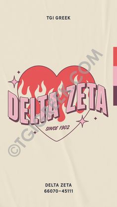 the delta zeta t - shirt is shown in red and pink, with flames on it