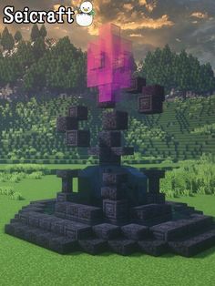 Fountains Minecraft Ideas, Nether Design Ideas, Minecraft Fountain Ideas Medieval, Minecraft Gothic Fountain, What Build In Minecraft, Minecraft Outside Builds, Minecraft Building Ideas Fantasy Easy, Minecraft Floating Crystal, Minecraft Neon Build