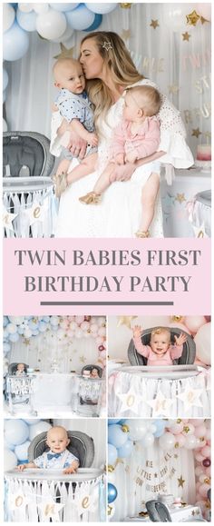 a baby's first birthday party with balloons and decorations