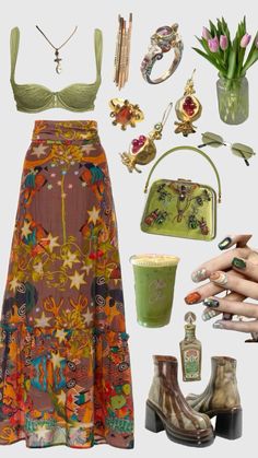 Hippy Boho Aesthetic, Earthy Style Summer, Hozier Concert Outfit Summer, Concert Outfit Hozier, Whimsicraft Outfit, Gypsycore Outfits, Bohemian Aesthetic Outfit, Funky Outfits Aesthetic, Boho Concert Outfit