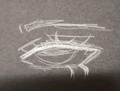 an eye drawn on a piece of black paper with white chalk and colored pencils