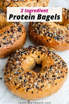 bagels with sesame seeds and poppy seed sprinkles on them are shown