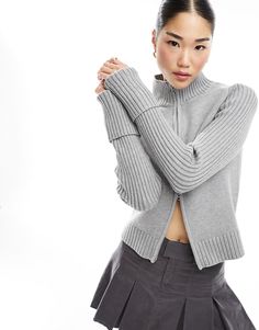 Sweaters & Cardigans by Weekday Knitwear until further notice High neck Zip fastening Long sleeves Regular fit Swedish Brands, Minimal Look, Zip Cardigan, Winter Party Dress, Petite Maternity, Charlotte Tilbury, Plus Size Pregnancy, Workwear Dress, Grey Fashion