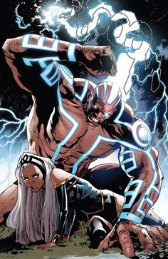 an image of a comic character with lightning coming out of his chest