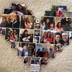 a heart shaped photo collage with many people