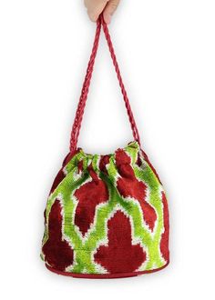 Artemis Design Co. Matilda Velvet Handbag Luxury Handwoven Bags For Gifts, Luxury Handwoven Tote Bag, Green Woven Bag For Gift, Red Handwoven Satchel Bag, Red Handwoven Tote Bag, Luxury Handwoven Bags For Daily Use, Red Woven Satchel Bag, Traditional Red Top Handle Bag, Multicolor Pouch Potli Bag For Everyday Use