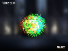 an image of a colorful object with the words supply drop in it's center