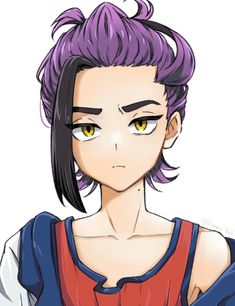 Pulled Back Hairstyles, Multicolored Hair, Hair Pulling, Pokemon Funny, Tone Hair, Yellow Eyes, Purple Hair, Pretty Art