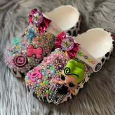 Custom Kids Crocs Sold As Is You Can Message Me With Color And Size Jean Crocs, Customized Crocs Shoes, Blinged Crocs, Blinged Out Crocs, Crocs Custom, Crocs Mary Jane, Croc Decorations, Bedazzled Shoes Diy, Bling Crocs