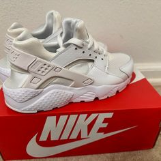 White Nike Huarache New With Box. 4y White Nike Huarache, Nike Shoes Huarache, White Nike, Nike White, Kids Nike, Nike Huarache, White Nikes, Kids Shoes, Nike Shoes