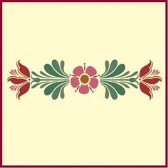 an embroidered border with flowers and leaves in red, green, yellow and pink colors