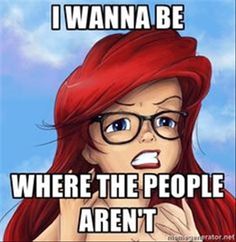 an image of a woman with red hair and glasses saying i wanna be where the people aren