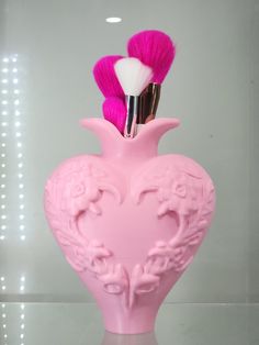 💖 This 3D printed pink heart-shaped holder serves as a vase for flowers or a chic makeup brush organizer. Crafted from durable PLA with intricate floral details, it adds elegance to any space. Perfect for vanities, dressers, or as a thoughtful gift. 🌸 Features: Dual-use: vase or brush holder High-quality, smooth PLA finish Romantic floral design in a vibrant pink hue 📏 Dimensions: 8" height 6" length 🛍️ Care: Wipe gently with a soft cloth. Keep away from intense heat. Add a touch of charm to your space with this unique heart-shaped holder! 💐✨   ⚠️IMPORTANT:3D printed items can display layer lines, which is part of the 3D printing process, but we hand finish each print to remove as much as possible. 3D prints may show some flaws, as is the nature of 3D printing. We strive to produce th Bear Makeup, Makeup Brush Organizer, Goth Bedroom, Heart Vase, Brush Organizer, Vase For Flowers, Chic Makeup, Makeup Brush Organization, Aesthetic Feed