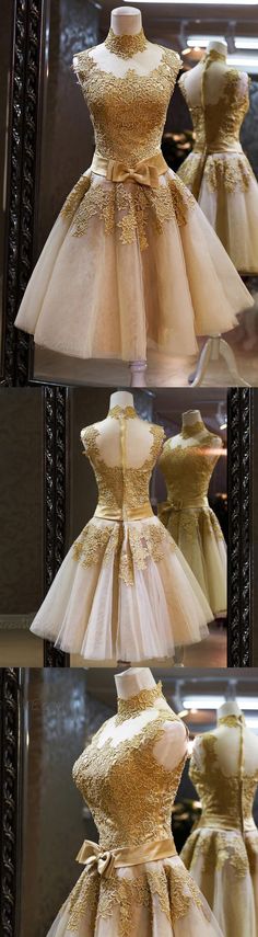 Gold Homecoming Dresses with Lace Applique. We offer homecoming dresses, dresses for teens, freshman homecoming dress, whether you like short or long dresses, whether you prefer vintage or modest, simple or boho, we have all styles! And also we can make the dresses in any color you like: red, black, maroon, purple, blue, green, burgundy, navy, white…Shop your homecoming dress at #junebridals.com now and save up to 70%! Dresses For Teens Black, White And Gold Dress, Black Elegant Dress, Gold Homecoming Dress, Freshman Homecoming Dresses, Dress For Teens, Winter Dress Outfits, Dresses For Teens