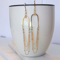 Aphrodite Cascade Earrings. Goddess Earrings. Chain Fringe - Etsy Sterling Silver Gold Earrings With Dangling Beads, Gold Sterling Silver Earrings With Dangling Beads, Diy Wedding Earrings, Goddess Earrings, Green Weddings, Silver Chain Earrings, Bead Fringe, Geometric Hoop Earrings, Earrings Chain