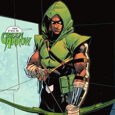 the green arrow is standing in front of a wall