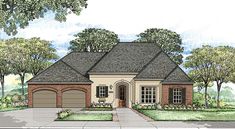 this is an artist's rendering of the front elevation of these european home plans