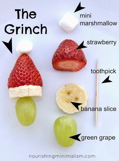 an image of fruits and vegetables that are labeled in the word, the grinch