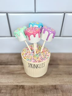 sprinkles are on top of the cupcake pops