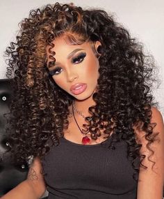 Wand Curls With Highlights Wig, 2023 Hairstyles, Short Locs, Wave Lace Front Wig, Peekaboo Hair, Textured Curly Hair, Sew Ins