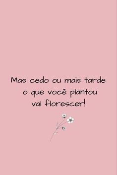 a pink background with white flowers and the words, mas cedo ou mais tarde o que voce planto vai florescer