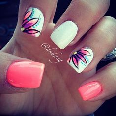 These nails are so cute! Great for springtime! Fancy Nail Art, Unghie Sfumate, Nail Art Designs Summer, White Nail, Spring Nail Art, Amazing Images, Inspiring Images, Nail Art Summer, Cute Nail Designs