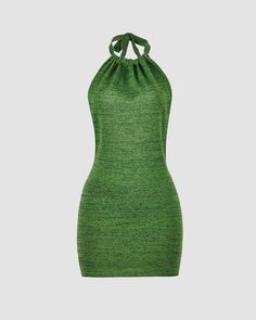 Model (WearingS):•Â?/span>Height: 178cm | Bust: 89cm | Waist: 60cm | Hip: 89cmDetails: Green bodycon halter dress with backless designDress Length: ShortSleeve Length: SleevelessMaterials: 95% Cotton + 5% Spandex Bandeau Dress, Backless Design, Hip Dress, Design Dress, Crop Top Blouse, Knitwear Cardigan, Vacation Outfits, Sun Kissed, Dress Sleeveless