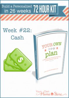 Week #22 in a 26 week series that helps you build a personalized 72 hour kit for your family one week at a time. This week's focus is on cash. 72 Hour Kit, Diy Survival, 72 Hour Kits, Survival Bag, Emergency Preparation, Kit Ideas, Survival Prepping, Family First, Own Home