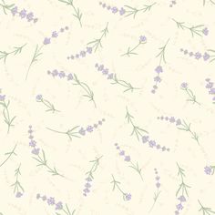 an image of lavender flowers and leaves on a cream wallpaper background that is seamless