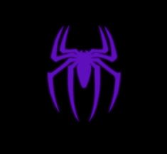 the purple spider logo is shown on a black background, it appears to be glowing