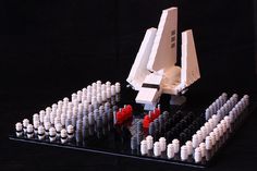 a lego model of a space shuttle on display