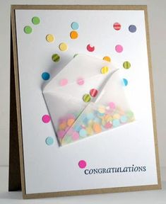 congratulations card with confetti and envelope