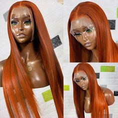 Allove Hair 10A Virgin Remy Human Hair Wigs,  Ginger Orange Color Straight Hair Wig,High Quality And Competitive Price. 100% No Tangle, No Shedding, No Bad Smell, Can Be Restyled And Colored Easily. 13*4 Lace Front Wig, Pre-plucked, Natural Hairline With Baby Hair. 3-4 Working Days Shipping. Ginger Color, Straight Human Hair Wigs, Brazilian Straight Human Hair, Curly Lace Wig, Lace Frontal Wigs, Remy Human Hair Wigs, Curly Hair Wig, Beautiful Wigs, Curly Human Hair Wig