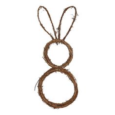 a pair of brown wreaths hanging from a rope on a white background with clipping for text