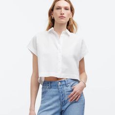 Measurements In Photos Dolman Shirt, Madewell Top, Button Down Shirts, White Color, Madewell, Button Down Shirt, Color White, Womens Shirts, Womens Tops