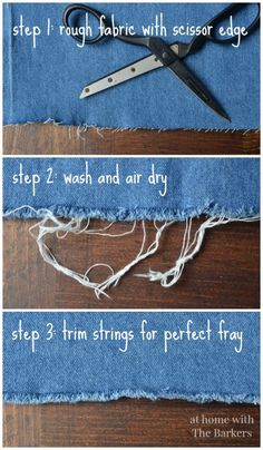 how to sew an old pair of jeans with scissors and yarn - step by step instructions