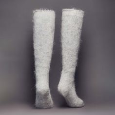 Properties: Wear them as: ✨ Ultra Warm ✨ Boot socks ✨ Odor Resistant ✨ Camping socks ✨ Wick Moisture ✨ Sleeping socks ✨ Thermoregulating ✨ Lounge wear About this Pattern: Sometimes all you need is peace and tranquility with a touch of romance thrown in. Our Misty Romance knee-high socks are for those who enjoy the small pleasures of life...Morning fog swirling through a meadow, a quiet autumn lake reflecting the fluffy clouds from above, or the sound of gently falling rain... These magical and r Winter White Knee-high Stockings, White Knee-high Winter Stockings, Warm White Knee-high Socks, White Warm Knee-high Socks, White Knee-high Winter Hosiery, Soft White Knee-high Socks For Winter, Soft Knee-high Socks For Stocking Stuffers, Soft White Knee-high Socks, Thick Warm White Socks