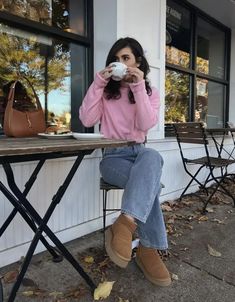 How To Style UGGs: 50+ Fashion-forward Uggs Outfits For Your Classic Mini, Ultra Mini, Slippers, Etc. - Self-Care by Sum Dress With Uggs, Ugh Mini Outfit, Ugh Outfit, Ugh Ultra Mini Outfit, Mini Ugg Outfit, Ugg Ultra Mini Outfit, Ultra Mini Uggs Outfit, Wedge Outfit, Mini Uggs Outfit