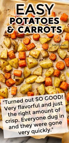 the cover of easy potatoes and carrots