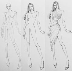 three different types of female body shapes and their variations are shown in this drawing technique