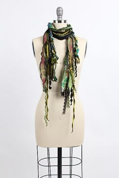 Scrapplique Scarf by Giselle Shepatin (Woven Scarf) | Artful Home Glass Wall Sculpture, Fiber Art Jewelry, Unique Looks, Nuno Felt Scarf, Woven Scarf, Fabric Scarf, Art Scarves, Diy Scarf, Altered Couture