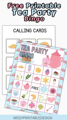 the free printable tea party bingo game