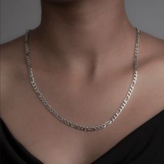 New Women's 925 Silver Figaro Chain Necklace Details: Length 24" Width 3mm 100% Genuine 925 Sterling Silver (Stamped) Retail Price $295 Buy With Confidence From A Trusted Seller With A 99%+ Feedback Rating! A0180 (Id-20) Simple Silver Chain Necklace, Sterling Silver Figaro Chain Necklace For Everyday, Everyday Sterling Silver Figaro Chain Necklace, Silver Figaro Chain Necklace Gift, Sterling Silver Figaro Chain Necklace As Gift, Silver Sterling Jewelry With Figaro Chain, Silver Chain Aesthetic, Sterling Silver Figaro Link Necklace, Lawliet Cosplay